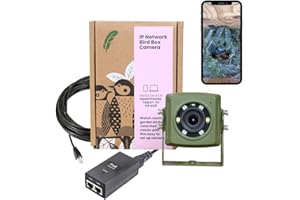 Green Feathers Wired Network Bird Box & Wildlife HD Camera PoE Version (Camera & 20m Cable - UK Power Supply)