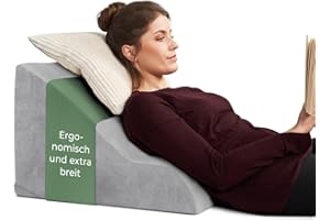‎WELL B4 Lesekissen für Bett und Sofa, Bequemes Rückenkissen mit Memory Foam, Reflux Kissen verwendbar als Keilkissen Bett, Bettkissen Rückenlehne oder Kopfende, Gemütlicher Bettkeil als angenehme Rückenstütze
