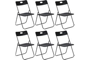 LuxNook Chaise Pliante en Plastique de, Chaise Pliante empilable, Chaise Pliante légère - Ensemble de 6 pièces, Noir
