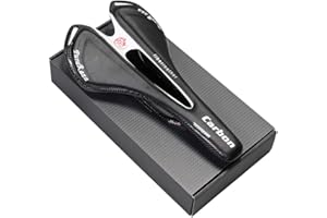 YCXYC Selle De Vélo,Siège De Vélo,Fibre De Carbone Housse De Selle Confortable Et Respirante pour VTT Et Vélo De Route Ultra-Légère Selle Creuse Surface en Cuir,Blanc