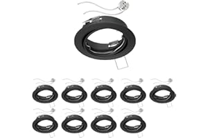 ledscom.de 10 piezas Marco empotrable de techo FERE marco empotrable negro mate orientable (LED/Halógeno/MR16/50mm) incl. casquillo GU5.3