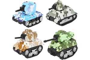 TOOLO Nunafey Alloy Military Toy Vehicle, 1:64 3 x 1.6 x 2.2in Pull Back Tank, All Ages, 1 Toy Tank Model