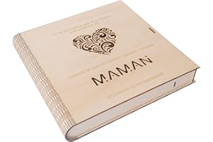 nagu® FR- Album Souvenirs de Grossesse, boîte en bois en forme de livre pour femme enceinte, pour stocker photos et souvenirs, un joli cadeau pour les futures mamans et les nouveaux parents