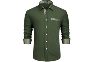 Enlision Men's Shirts Long Sleeve Regular Fit Wedding Dress Shirt Formal Business Contrast Colour Casual Shirts with Pocket