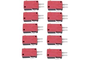 HEEPDD 10Pcs Micro Switch, Red 3Pins Push Button Micro Switch Micro Limit Switch for Arcade Game Mini Limit Switches