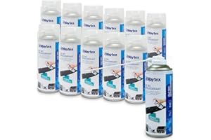Waytex A73657C12 Gaz dépoussiérant puissant pour ordinateur, clavier, matériel informatique et grilles d'aération avec Prolongateur Lot de 12 bombes de 400 ml
