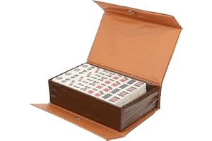 HEYOUTH Mini Mahjong Lot de 144 petits carreaux traditionnels en cuir Mahjong pour famille, fête, amis, réunion, jeu de société