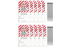 LIVE LIFE BETTER LIVELIFEBETTER® Lockout Tagout Tags – Set of 10 with Cable Ties, Loto Safety & Isolation Warning - Durable Polypropylene (PP) Tags