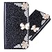 Produktbild 3D Butterfly Bling Glitter Glitzer Diamond Musterg Ledertasche Slim Retro Bookstyle mit Standfunktion Karteneinschub Magnetverschluss Flip Wallet Hülle Schutzhülle für Samsung Galaxy A6 2018