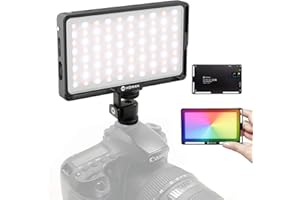 Moman Luz LED Cámara, luz de vídeo, RGB Iluminación Continua Fotografía Bicolor 2500K-8500K Ajustable CRI 96+/TLCI 98+ Type-C para Cámara Reflex DSLR Smartphone Sony Nikon Canon ML9