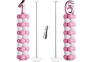 TEKXYZ Supporti Per Colonne Di Palloncini Estensibili - Set Da 2, Altezza Regolabile Da 45,7 cm a 2,1 m, Per Decorazioni Da Festa, Colonne Di Palloncini In Metallo