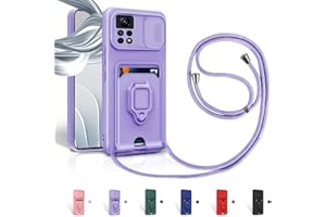 Aithne Funda con Cuerda para Xiaomi Redmi Note 12 Pro 4G Case con Ranura para Tarjetas,360 Anillo función de Soporte Cubierta -Púrpura