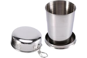 Yosoo Tasse Rétractable en Acier Inoxydable Verre Pliable pour Camping Voyage Randonnée(M)