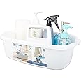 JiatuA Large Cleaning Supplies Caddy Portable Shower Basket Supply Organizer with Handle Bucket Tool Storage Plastic Basket for Bathroom, Bedroom, Kitchen, College Dorm, Under Sink, Garden, White