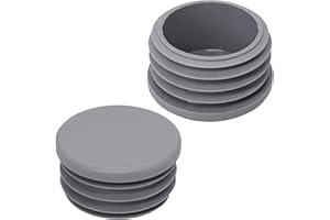 SKIR'CO (30 piezas) Insertos de tubo redondos de 1 1/2 pulgadas, tapones de poste de valla, tapas de tubo de plástico gris, tapones de tubería, gris RAL 7040