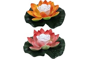 Yeehliny Floating Lotus Lights, LED Waterproof Solar Water Lilies Floating Solar Lights Lotus Flower Night Lamp Lotus Leaf Pond Light for Pool Pond Garden Decoration (18CM-2PC-04#)