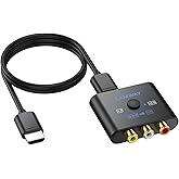 CAMWAY RCA auf HDMI Adapter, 16:9/4:3 Konvertierung 1080P Composite CVBS AV Cinch Video Audio Konverter mit 50CM HDMI Kabel,