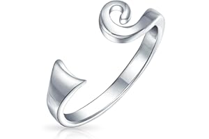 BLING JEWELRY Personalized Open Spiral Pinky Midi Filigree Celtic Scroll Swirl Toe Ring For Women Teen Oxidized .925 Silver Sterling Adjustable Customizable