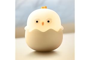 FemKey Luz Nocturna Infantil, Luz de Bebé USB con Control Táctil, LED Lámpara de Noche de Silicona para Bebé con 7 Colores RGB Modos y Ajuste de Brillo, Lampara de Pollito Ideal para Niños y Bebés