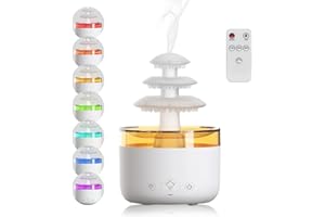 FINEFIZZ Rain Cloud Humidifier, Night Light with 7 Colors, Rain Lamp Aromatherapy Essential Oil Diffusers, Mushroom Raincloud Humidifier Cloud Lamp with Water Drop Sound, Rain Drop Humidifier for Home Office