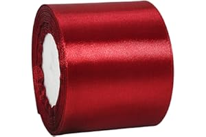 HONGCI Nastro largo 75 mm per confezioni regalo, nastro rosso vino da 22 m, nastro di raso rosso vino su due lati, in tessuto massiccio, grande nastro decorativo per artigianato, auto di nozze, regali