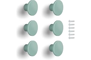 Poliplast – Set da 6 Pomelli, Design a cerchio, per Cucina, Armadio e Cassetti, per Bambini, Verniciato a mano, Colore Verde salvia, Art. 22