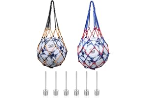 QEDBOJE 1 Ball Tragbare Ballnetz Net Tasche Sports Ball für Fußball, Basketball mit Haltegriffe und Hoher Dicke und 6 Ballnadeln