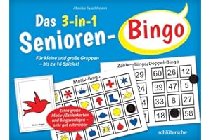 HUMBOLDT VERLAG Das 3-in-1 Senioren-Bingo: Für kleine und große Gruppen - bis zu 16 Spieler! Extra große Motiv-/Zahlenkarten und Bingovorlagen - sehr gut erkennbar