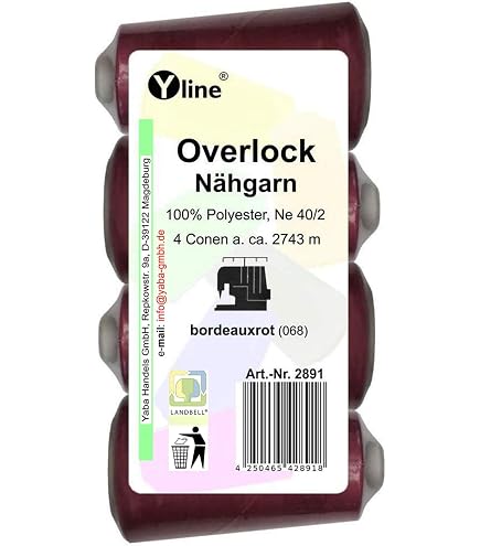 Overlock-Nähgarn – 4 Spulen Dunkelblau, Je 2743 M, NE 40/2, 100% Polyester