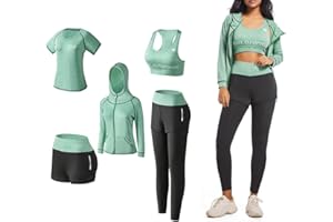 ODWTMRK Ensembles de Sport Femme Survêtement 5 Pièce Sportswear Costumes de Sport Gym Yoga Athletisme Fitness Jogging Tenue de Sport