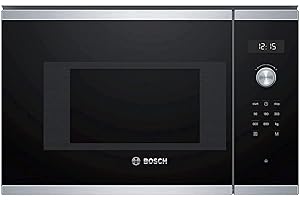 ‎BOSCH Bosch BFL524MS0 Serie 6 Einbau-Mikrowelle, 38 x 60 cm, 800 W, Drehteller 25,5cm, Türanschlag Links, AutoPilot 7 7 Automatikprogramme, Reinigungsunterstützung, LED-Touchdisplay, Edelstahl