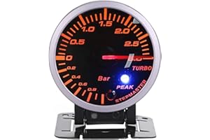 Qiilu Turbo Ladedruckanzeige, 2.5inch 60mm 3.0 Bar LED Auto Modifikation Turbo Ladedruckanzeige Meter Pointer DC12V