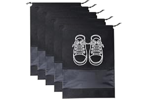 LSUWDE Travel Shoe Bags, 5 Pcs, Shoe Bags, Waterproof Shoe Bag, Drawstring Shoes Storage Bag, Dustproof Drawstring Shoes Bags with Transparent Slot, Portable Packing Organizers, for Daily and Travel Use