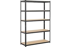 Yaheetech Etagère/Rayonnage de Garage/Atelier/Rangement/Stockage Charge Lourde Résistant 5 Niveaux 180 x 120 x 45 cm Capacité 875 kg Noir
