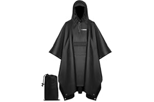 TechRise Waterproof Rain Poncho, Reusable Adult Rain Coat Lightweight Raincoat with Hood for Men and Women, 3-in-1 Multifunctional Rain Cape Jacket for Hiking, Camping and Outdoor Activities, One Size