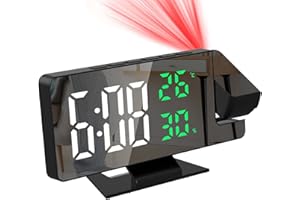 Ankilo Neueste Projektionswecker, Wecker Digitaler mit Temperatur & Feuchtigkeit,LED-Uhr, elektronische Tischuhr, Reisewecker, einstellbare Helligkeit, 12/24H Anzeige, Digitaluhr für Haus,Schlafzimmer