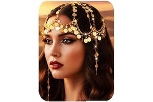 Reaky Paillettes copricapo oro testa catena gioielli per le donne, lega metall