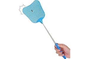 JIEYUCHU Fliegenklatsche, Fliegenklatsche Ausziehbar, Fly Swatter, Edelstahl Fliegenklasche Pest Control, Für Verwendet, Um Fliegen, Wespen, Mücken Und Andere Insekten Abzuwehren, Blau