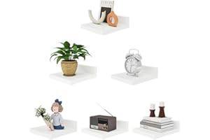 IBUYKE RF-GB505W-6 Lot de 6 petites étagères murales flottantes en bois pour chambre à coucher, salle de bain, cuisine Blanc