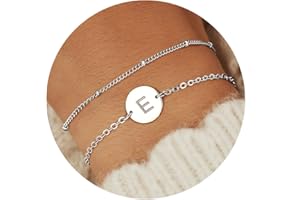 YADOCA Pulsera de Plata/Oro para Mujer - Pulsera con Inicial de Letra Rellena de Oro de 18 Quilates Pulseras con Monograma de Disco Personalizadas para Mujeres Adolescentes y niñas Regalos