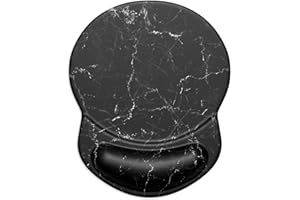 ITNRSIIET Mouse Mat with Wrist Support,Gaming Mouse Pad with Gel Wrist Rest,Mousepad Ergonomic with Lycra Cloth,Non-Slip PU Base for Computer,Laptop,Office&Home, Black Marbling