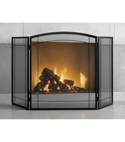 Tri Fold Fireplace Screen With 4 Pcs Tool Set Fine Mesh Black