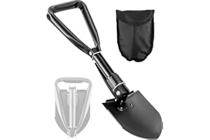 PLACHIDAY Digging Shovel, 47cm Lightweight Folding Shovels High Carbon Steel Portable Snow Shovel for Outdoor Camping Backpacking Hiking Car Emergency Home Garden