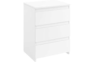 ‎YAHEETECH Yaheetech Nachttisch Boxspringbett Nachtschrank Nachtkommode mit 3 Schubladen Schlichter Beistelltisch Sofatisch Schubladenschrank für Schlafzimmer/Wohnzimmer, Weiß