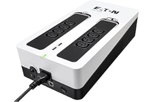 Eaton Onduleur Parafoudre Eaton 3S 700 IEC - Off-line UPS - Alimentation Sans Interruption - Puissance 700VA (8 prises IEC, Silencieux, 2 ports de charge USB Type-A) - Interface USB - Noir&Blanc