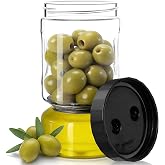 VINATO Olive Pot with Capovolteable Drainer, 925 ml Airtight Pickle Container, BPA Free, Dishwasher Safe, Glass Jar for Olive