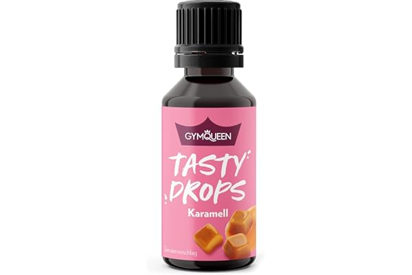 GymQueen Tasty Drops 30ml, Gotas de sabores sin calorías, sin azúcar y sin grasa, Gotas de aroma para endulzar la comida, sin colorantes artificiales, Caramelo