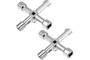 KroY PecoeD 2 Stück 4 Wege Multifunktionale Utilities Schlüsselfür Elektrische Wasser Gas Meter Box Schrank Öffnen Schlüssel, Multifunktionale Schaltschrankschlüssel, Universal 4 Wege Schlüssel,Silber