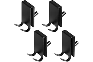 YoHyien 4 Sztuki Haczyków na Drzwi Prysznicowe Ze Szkła, Haczyki na Ręczniki z Podkładką EVA, Haczyki Ze Stali Nierdzewnej na Drzwi Prysznicowe do Łazienki, do szkła bezramowego 5-10 mm (Czarny)