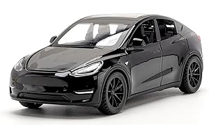 TOPRON Tesla Model Y 1:32 Scale Model Car, die Cast Alloy Electronic Toy With Pull Back Function, With Lights and Music, Mini Vehicle Toy as a Gift for Children (Black)